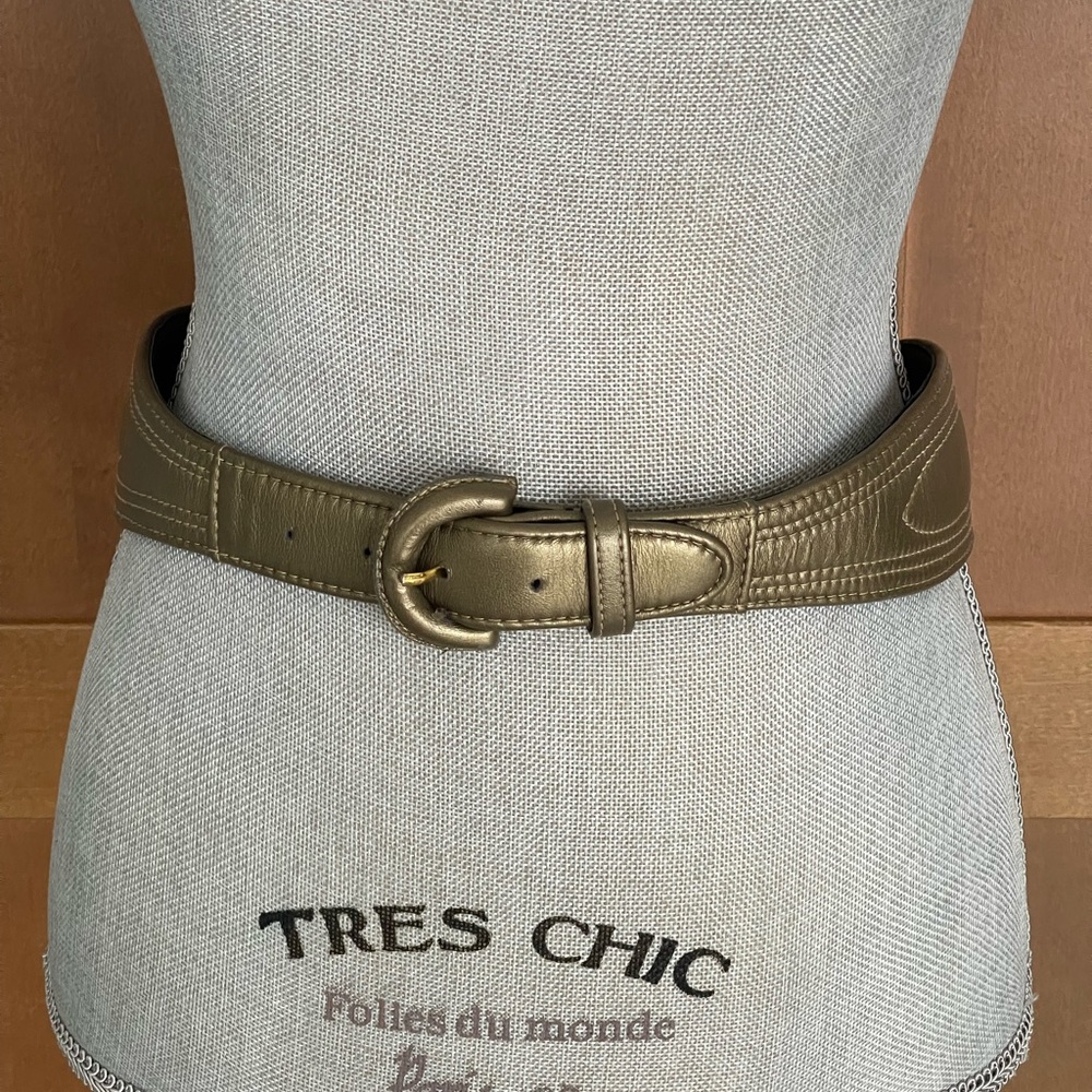 VINTAGE *RARE* J LYNCH Gold Leather Snakeskin Belt, 80cm or XS/S, EUC